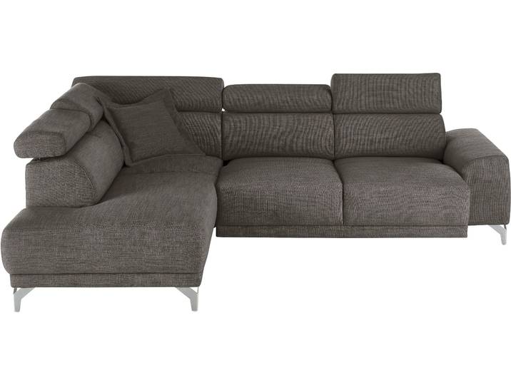 Ecksofa 3C CANDY Greve Sofa immer mit manuelle Kopfteilverstellungen, modern, elegant , schwarz, B:249cm H:79cm T:209cm, 100% Leder, Sofas, Ecksofa, wahlweise motorischer Sitzvorzug, bequem und zeitlos, L-Form