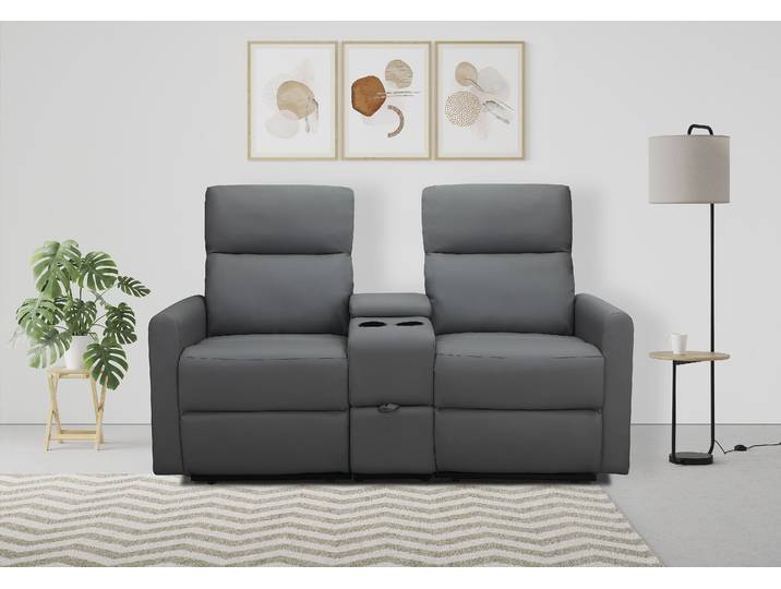 2-Sitzer HOME AFFAIRE Daoulas, 2er-Kinosofa, TV-Sessel, Multimedia-Sofa , grau (anthrazit), B:167cm H:102cm T:95cm, Sofas, 2-Sitzer, Kinosofa mit Relaxfunktion, Getränkehalter und Stauraum