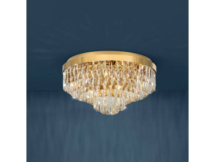 Valparaiso Deckenlampe, gold Ø 58 cm Metall - Stars of Light - Wohnzimmer - Glas - Mehrflammig