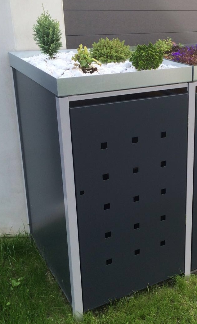 Müllbox Mülltonnenbox für 1 Mülltonnen (120L / 240L) aus Metall