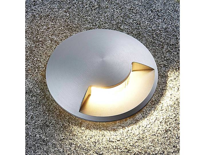 Lucande Bodeneinbauleuchteleuchte Milara, 1 Lichtaustritt, GU10 Milara Lucande, dimmbar, alu / grau / zink, Aluminium, Modern, Einbauleuchte