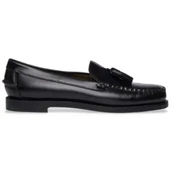 Sebago für Damen. 7001560 Klassische Will Leder-Slipper schwarz (38), Wohnung, 1 bis 3 cm, Keine, Lässig, Party