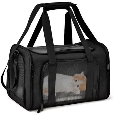 Inspired Finds Soft Side Pet Carrier Backpack Airline Approved Dog & Cat Travel Bag black 16.93 11.02 11.02 Inches