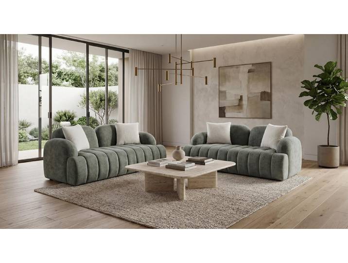 JVmoebel Polstergarnitur Grünes Sofa-Set 2+2-Sitzer Stoffsofas Wohnzimmer hohe Qualität, (2-tlg), Made in Europa