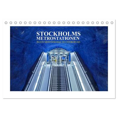 Stockholms Metrostationen - Bunte Meisterwerke im Untergrund (Tischkalender 2027 DIN A5 quer), CALVENDO Monatskalender