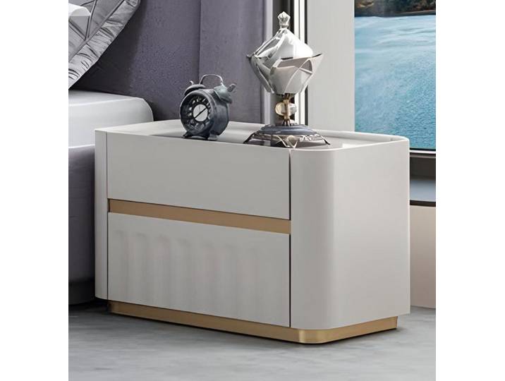 Xlmoebel Nachttisch Eleganter weißer Designer Holztisch für das Schlafzimmer, Made in Europa