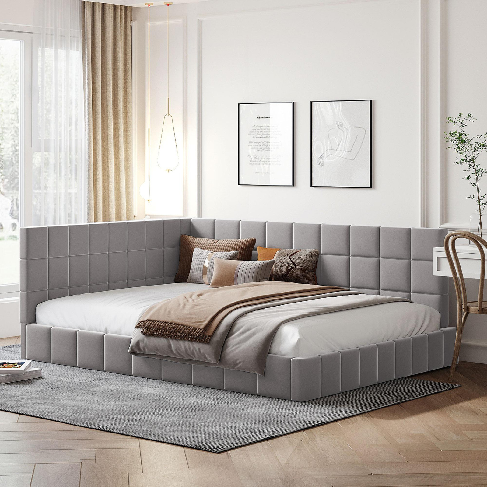 ALFORIGO Gestoffeerd Bed met Lades, 140 x 200 cm