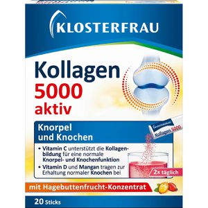 Klosterfrau Kollagen 5000 aktiv, Peptid-Typ 1 & 2, Granulat, gut löslich, mit Vitamin C & D & Mangan, 20 Sticks