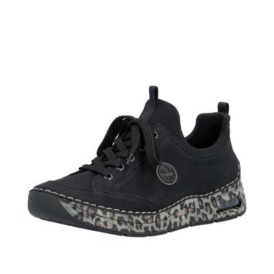 Slip-On Sneaker RIEKER, Damen, Gr. 43, Textil, schwarz, Lederimitat, Schuhe, Halbschuh, Freizeitschuh mit Rieker Air-Ausstattung