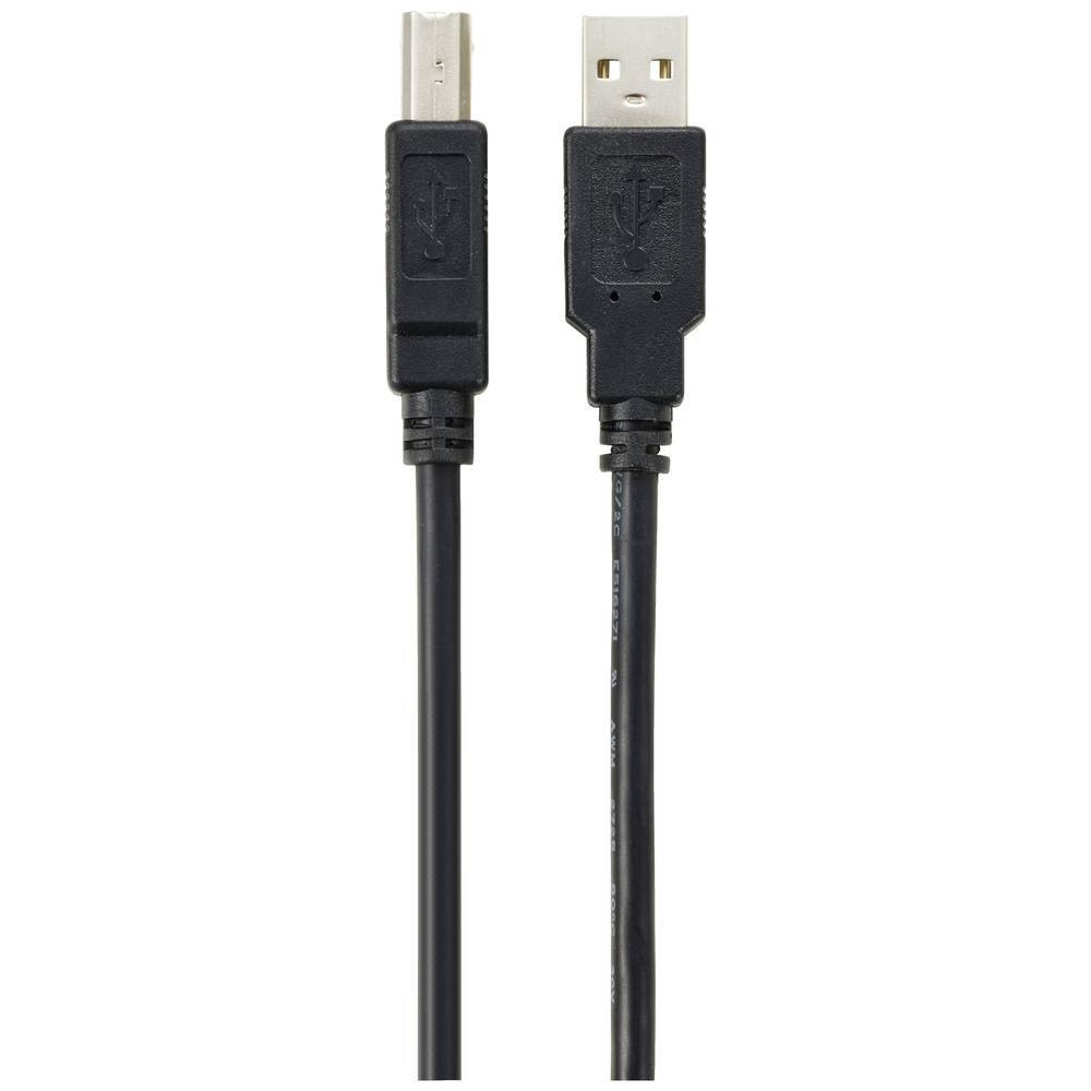 Renkforce USB 2.0 USB-A naar USB-B kabel met gevlochten afscherming, 10 meter, zwart