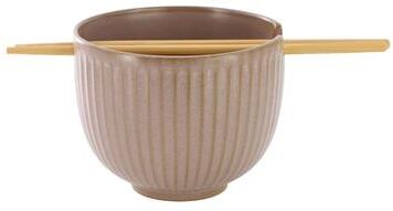 Gibson Elite Stoneware Noodle Bowl with Chopsticks in Pale Mauve