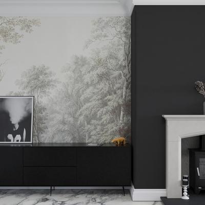 Fototapete SUPERFRESCO EASY "Stattliches Waldgebiet", grau (naturel), H:2,8m L:2,8m, Vlies, Tapeten, Design Tapeten