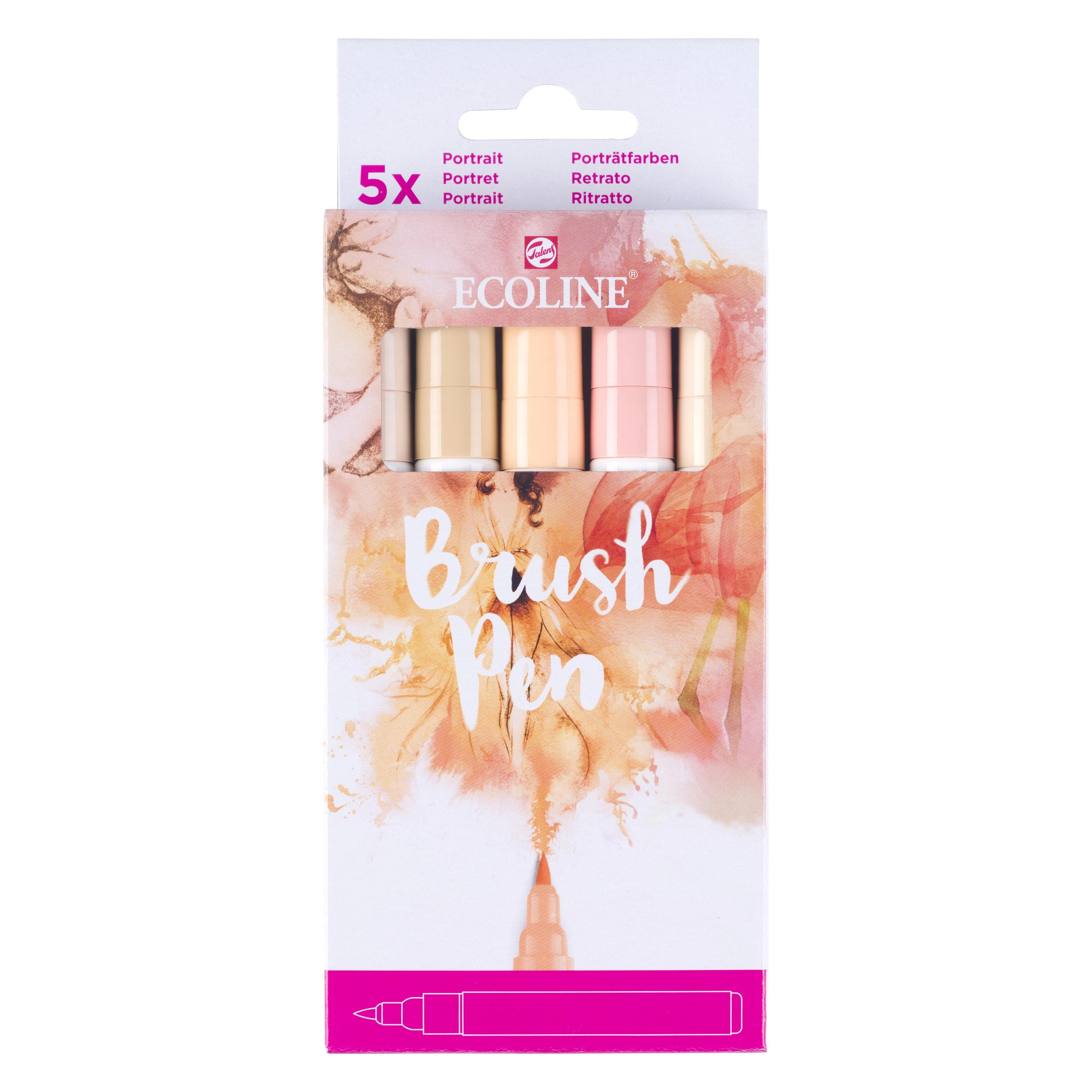 Talens Brushpen Ecoline 5er Set, Rosa, Strichstärke: B, Brush (5x) (11509941)
