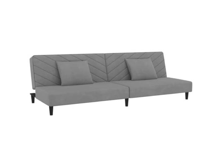 Makastle SchlafSofa Couch 2 Sitzer mit 2 Kissen Hellgrau Samt