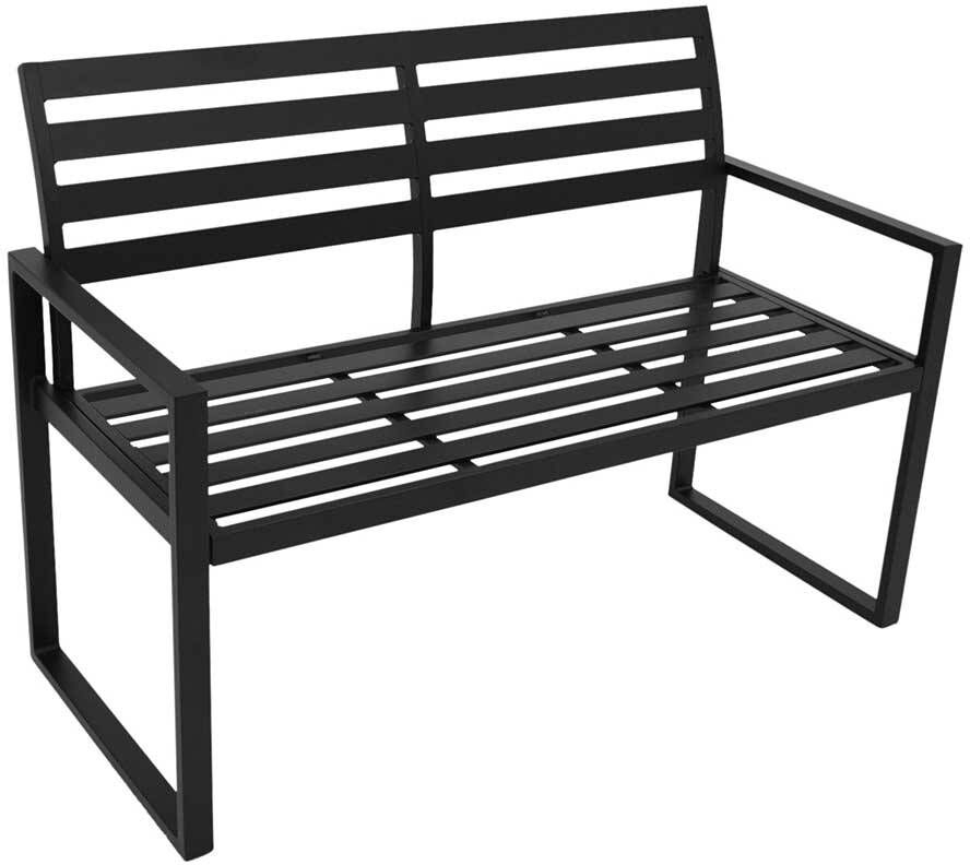 Pharao24.de Metall Gartenbank schwarz pulverbeschichtet zwei Sitzplätzen