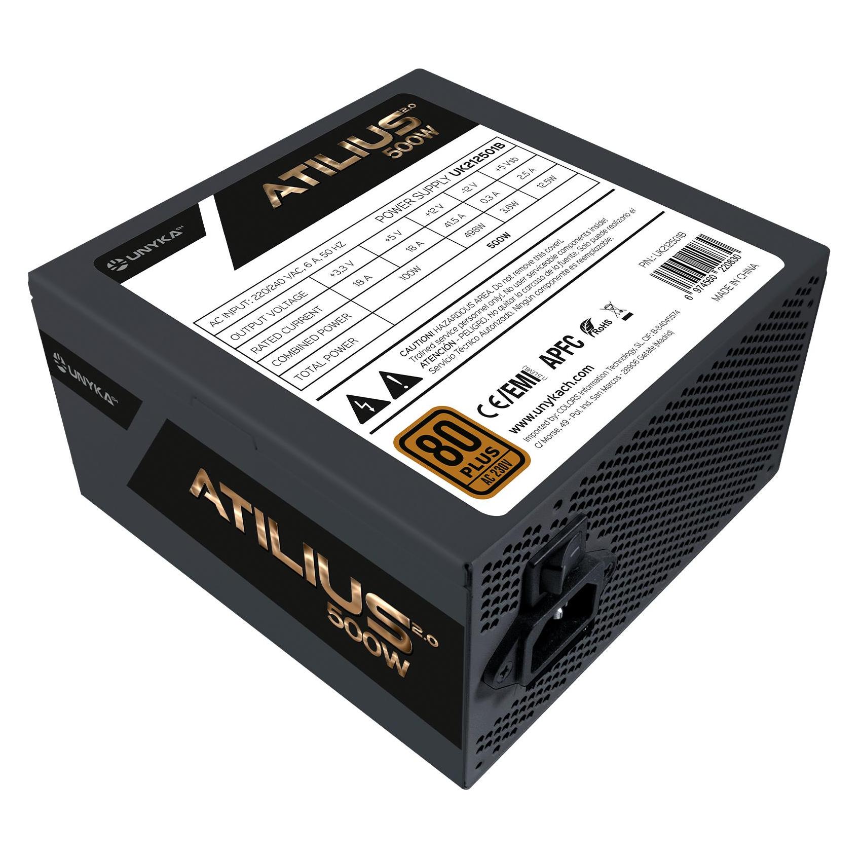 Unykach ATX Atilius 2.0 Black 500W 80+ Bronze (500 W) (UK212501)