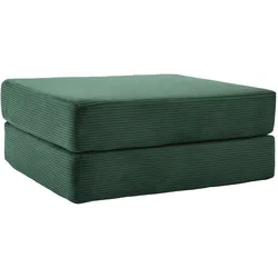 OKWISH Klappbarer Fußschemel Cordstoff smaragdgrün 109x95x43 cm, ausklappbar zum Einzel-Sofabett, montagefrei
