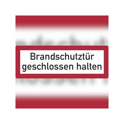 Feuerwehrschild, Brandschutztür geschlossen halten - DIN 4066 - 297x105x0.45 mm Aluminium geprägt