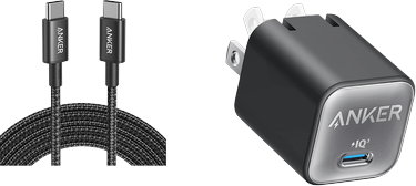 Anker Nano Charger (30W) and New Nylon USB-C to USB-C 100W Cable (10 ft)