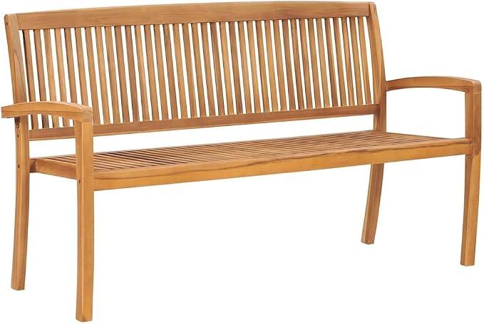 Gartenbank 3-Sitzer aus massivem Teak Holz mit Armlehnen, wetterfest, stapelbar, platzsparend, für Terrasse, Balkon, Garten und Outdoor Bereiche, langlebige Sitzgelegenheit