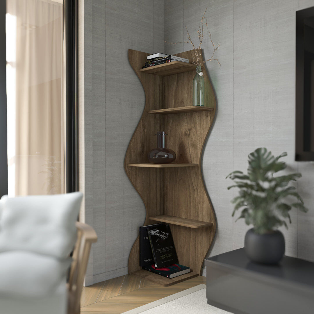 Rebrilliant Nila 180cm H 40cm W Bookcase Walnut 180cm H X 40cm W X 42cm D