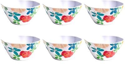 "Abode Homewares Audrey Melamine Floral Cereal Bowl - 6"" - Set of 6"