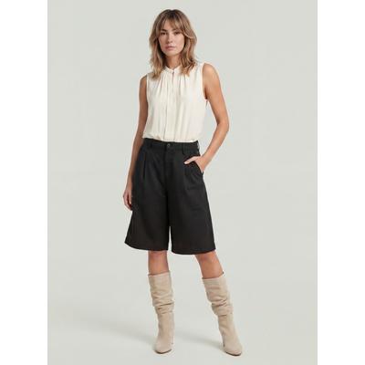 Chinoshorts G-STAR "Pleated Bermuda Shorts", Damen, Gr. 28, dk schwarz, Obermaterial: 61% Leinen, 39% Lyocell, Hosen Chinoshorts