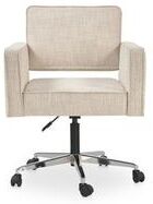 NADAAL STUDIOS Conrad Office Chair, Boxy Silhouette, Textured Polyester Upholstery, Tonal Piping, Caster Wheels, Oat