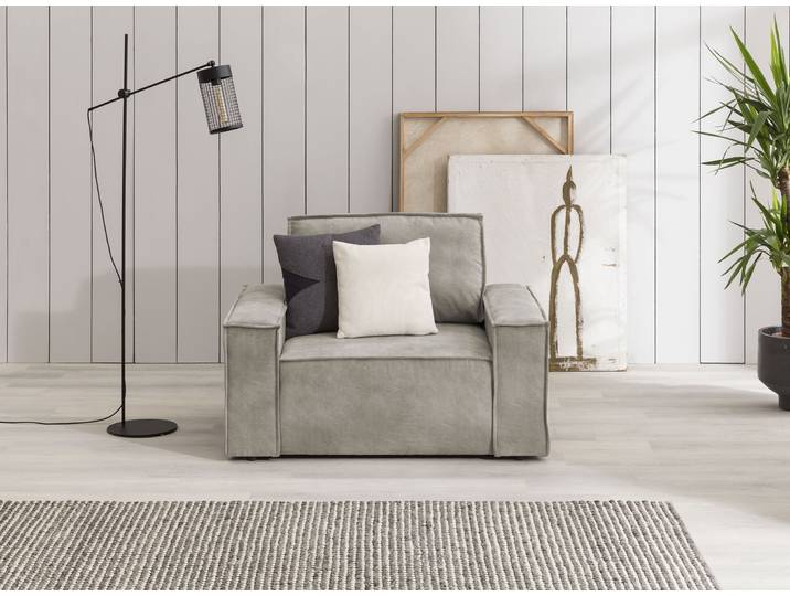 Sessel GOODPRODUCT SHERWOOD Vintage Lederoptik Sessel , grau (hellgrau), B:120cm H:85cm T:86cm, 100% Polyester, Sessel, Sessel, passend zur Polster-Serie SHERWOOD