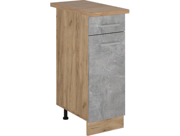 Küchenunterschrank Vicco R-Line Beton 30 cm , AP Eiche, Model 53507