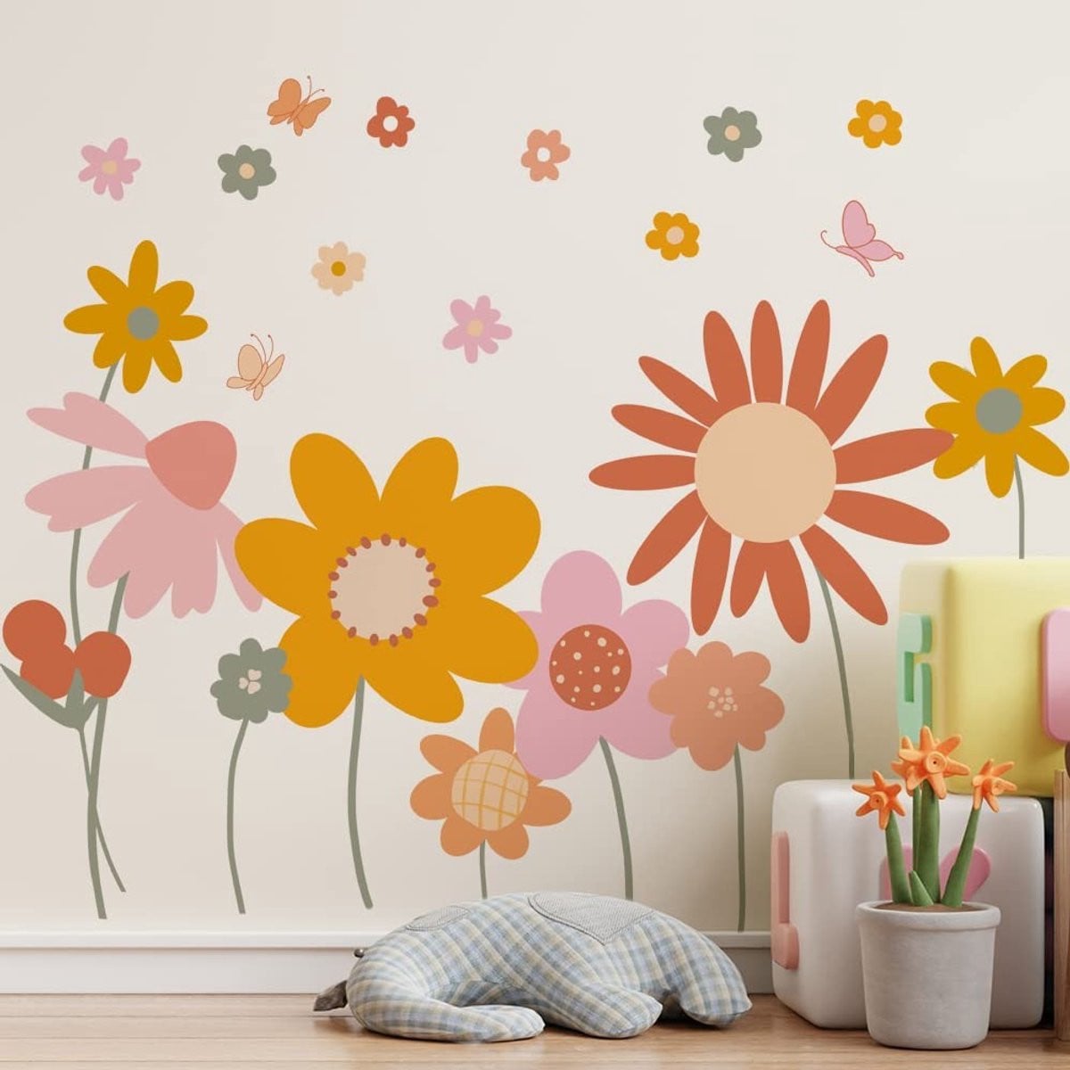 Dailygoods Muursticker Boho Bloem Wanddecoratie voor Kinderkamers, Woonkamer en Keuken - Vinyl
