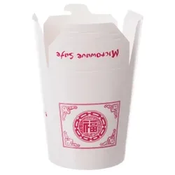 Pack4Food24 500 Asia Nudelboxen Asiaboxen 16oz 500ml rund weiß mit Asia Pagode Motiv