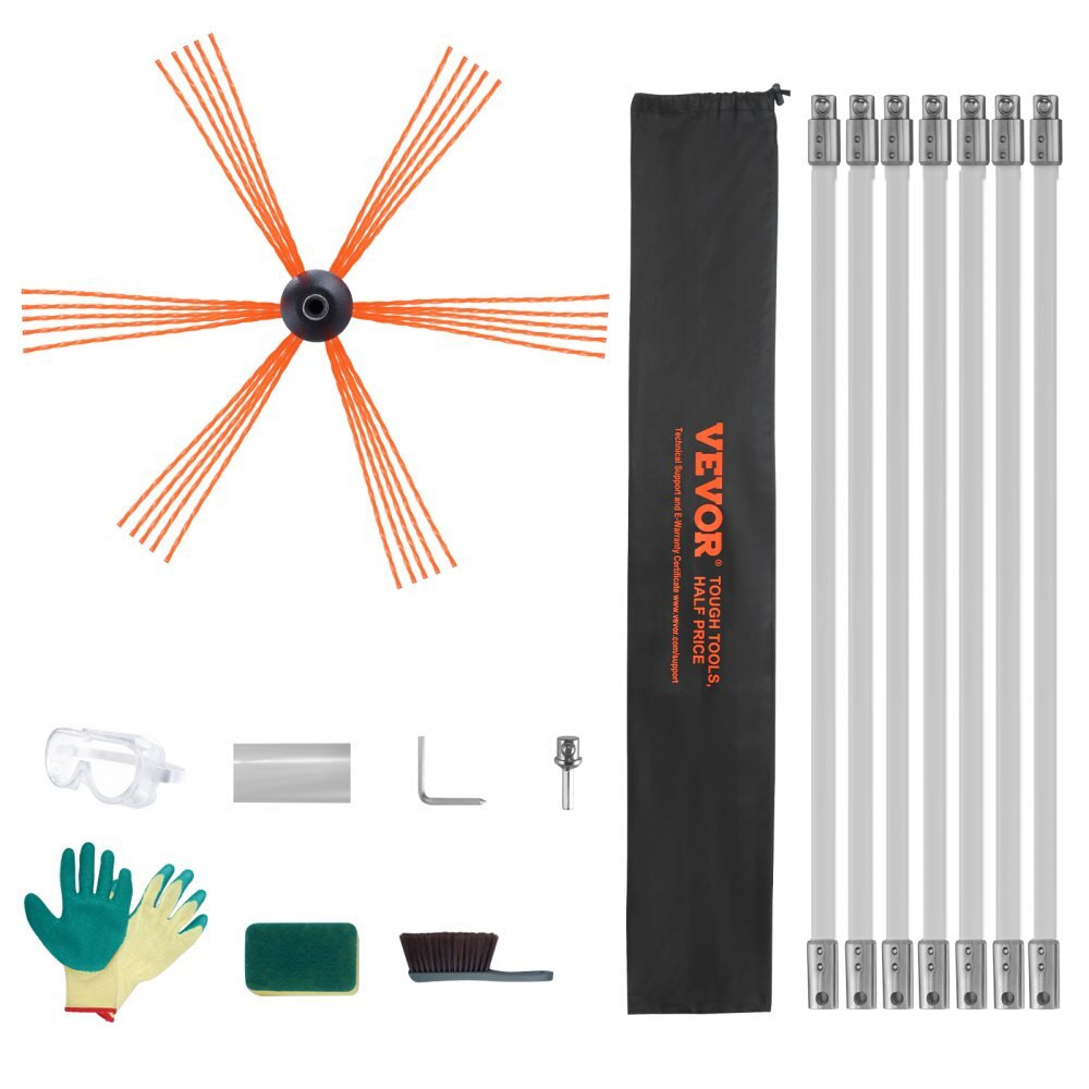StarTech Schoorsteenborstel met 7 stangen en nylon borstel voor ovenpijpen, 7 meter