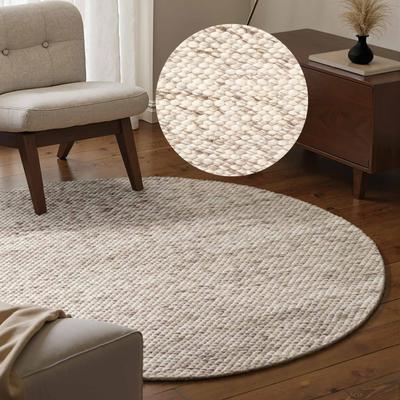 ELLE DECORATION "Beans" rund 10 mm Höhe Handweb Teppich Wolle, Rund, Perlenstruktur, Wohnzimmer, Schlafzimmer