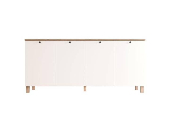 Modern Console Table, White & Oak, 180 x 80 x 42.1 cm 100% Melamine Coated, Beech Legs, Iron Handle Stylish & Functional Design for Home