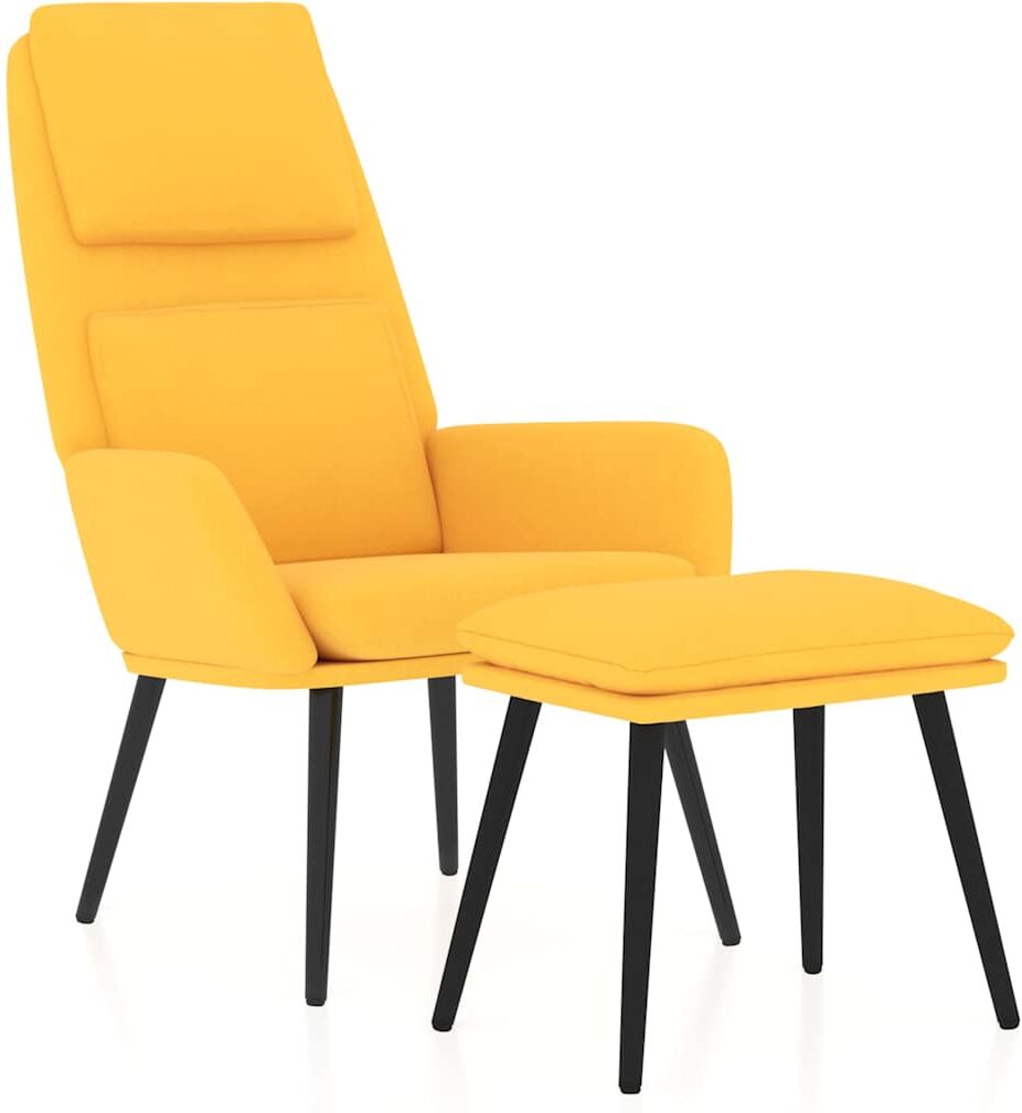 vidaXL Chaise de détente et repose-pied Jaune moutarde Tissu