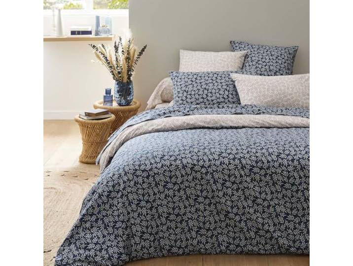 Origin Housse de Couette imprimée en Lyocell\, Margot\, 260 x 240 cm\, Bleu et Beige
