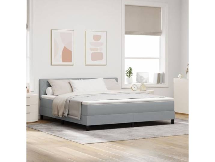 SKTQYQO Boxspringbett mit Matratze Hellgrau Multifunktionsbett Multifunktionsbett Geeignet für Hotel und Studien 180x200cm Stoff