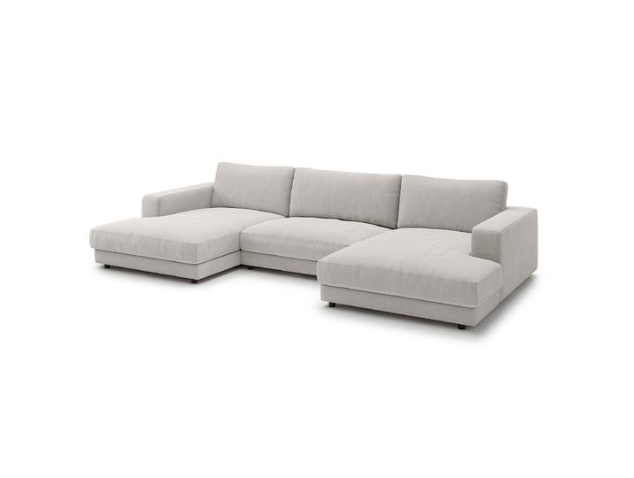 Wohnlandschaft Grau Webstoff Esila 190cm Gleichschenklig Modern Polyurethanschaum