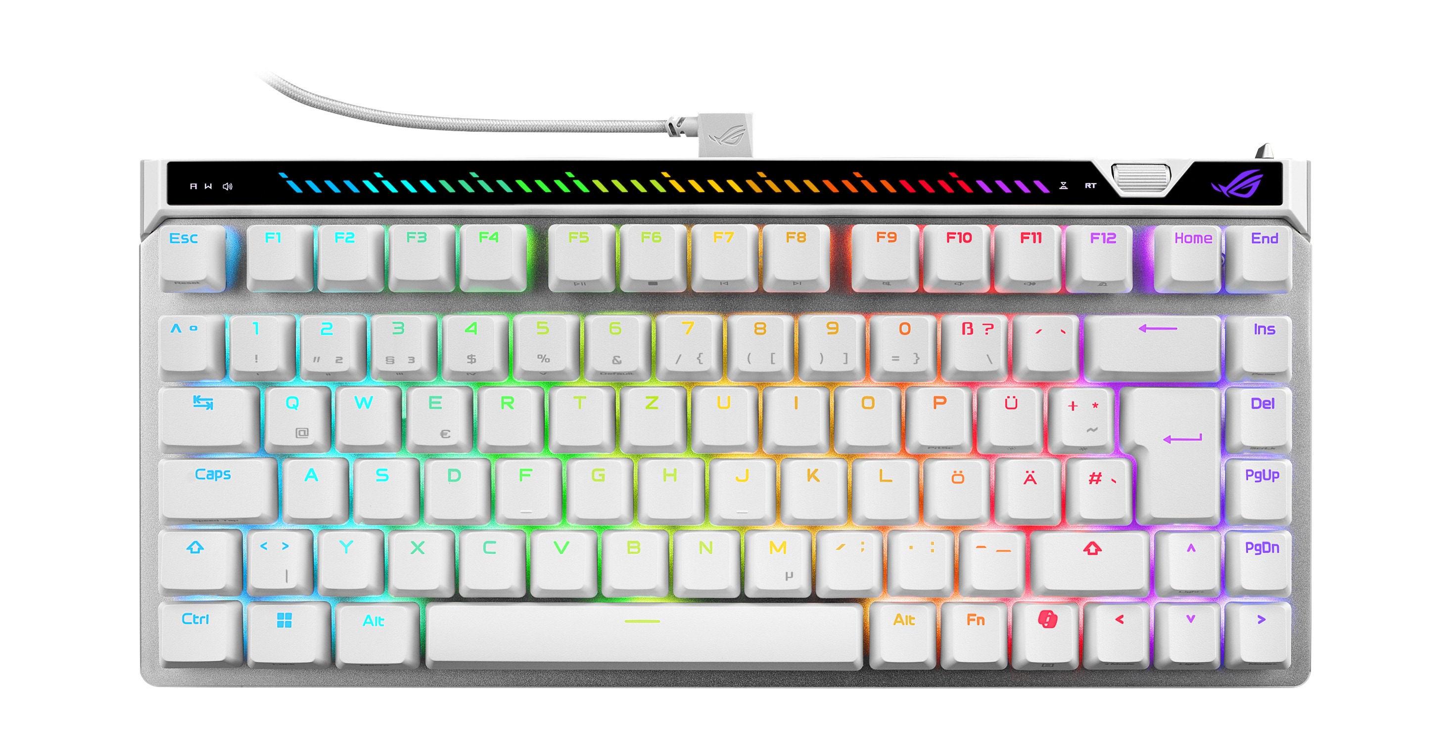 ASUS ROG Falchion Ace 75 HE Weiß – Kabelgebundene Gaming-Tastatur, 75% Tastatur-Layout, Hot-Swap-fähig, Rapid Trigger, 8000 Hz Abtastrate 90MP047H-BKDA30