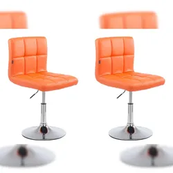 Décoshop26 - Set aus 2 modernen und stilvollen orangefarbenen Esszimmerstühlen aus Kunststoff höhenverstellbar drehbar Metallbeine 10_CDS10090