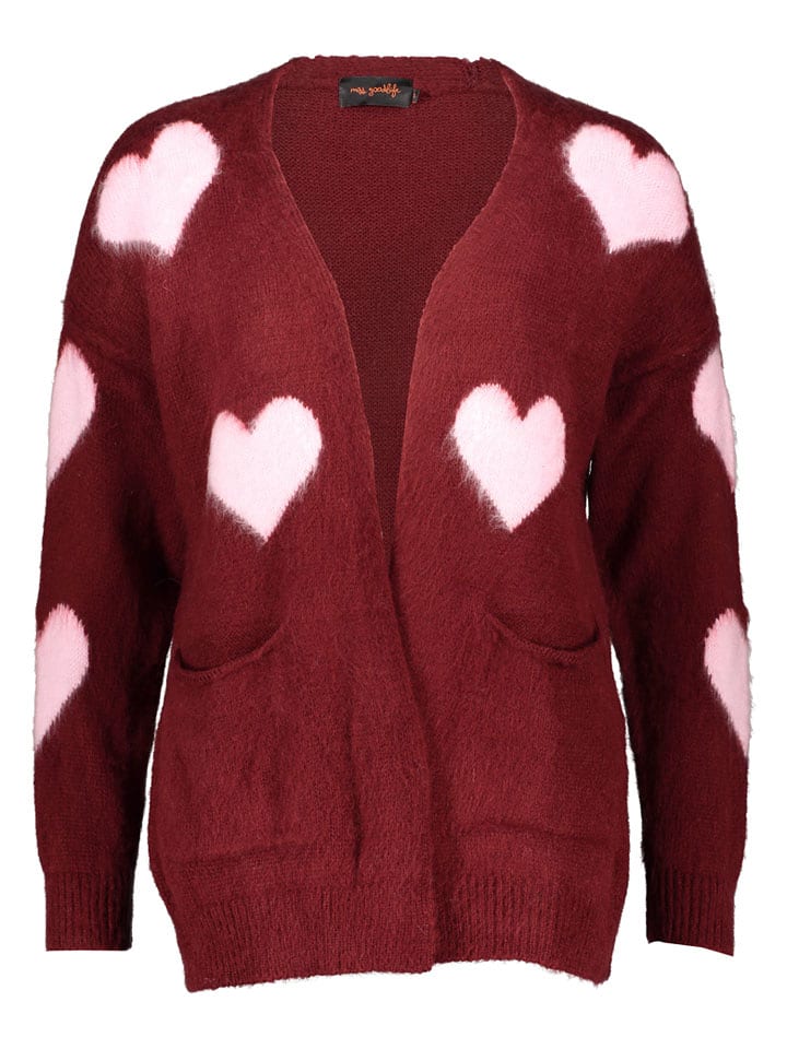 miss goodlife Cardigan "Hearts" in Bordeaux/ Rosé - XS