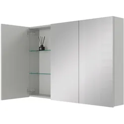 Planetmöbel ARIA Spiegelschrank 100 cm Weiß Grau ohne Leuchte und ohne Steckdosenbox