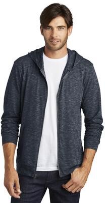 District DT565 Medal Full-Zip Hoodie in New Navy Blue size 2XL   Cotton/Polyester Blend