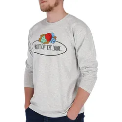 Fruit of the Loom Langarm T-Shirt mit Vintage-Logo, graumeliert, S