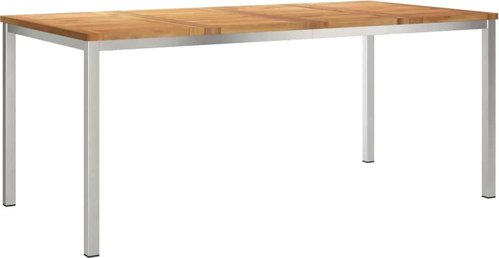 vidaXL Esstisch 180x90x75 cm Massives Teakholz und Edelstahl