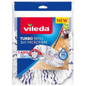 Vileda Ersatz-Wischmopp Turbo Ersatzkopf 3in1, Fransenmopp, Microfaser
