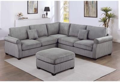 Esofastore Modern Style Fog Finish 4pc Sectional Set Fully Upholstered