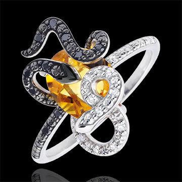 Edenly Ring Spaziergang der Sinne - Gorgonia - Silber, Diamanten und Halbedelst