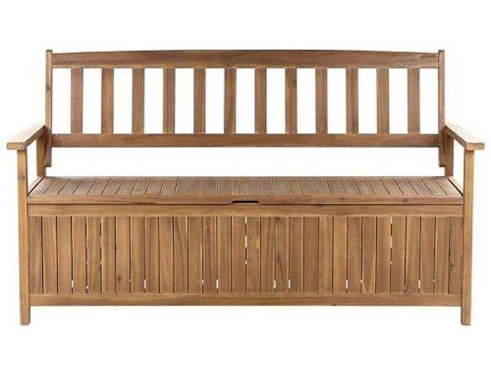 Praktische Gartenbank hellbraunes Akazienholz Stauraum 160 cm Sovana